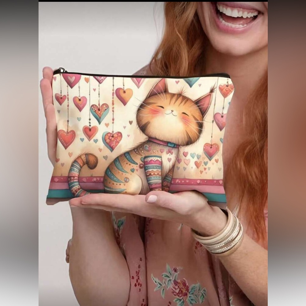 Cute Cat Print NWT Makeup Bag